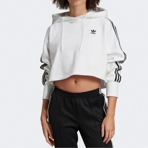 Adidas White Hoodie with Black Stripes